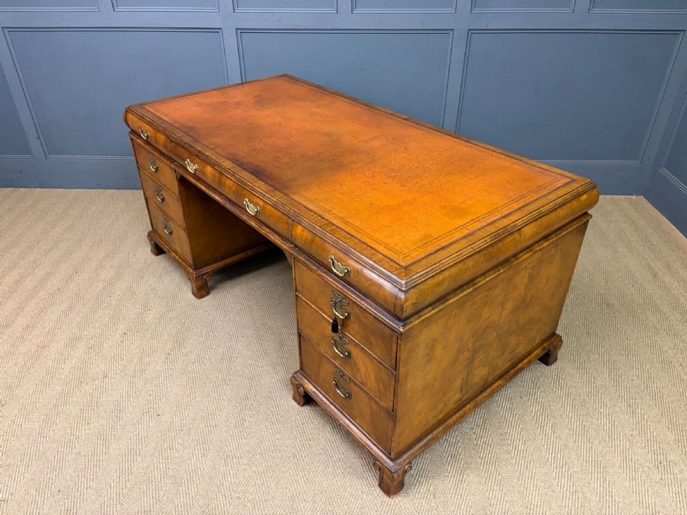 Burr Walnut Partners Pedestal Desk by Maple & Co. View XVIII