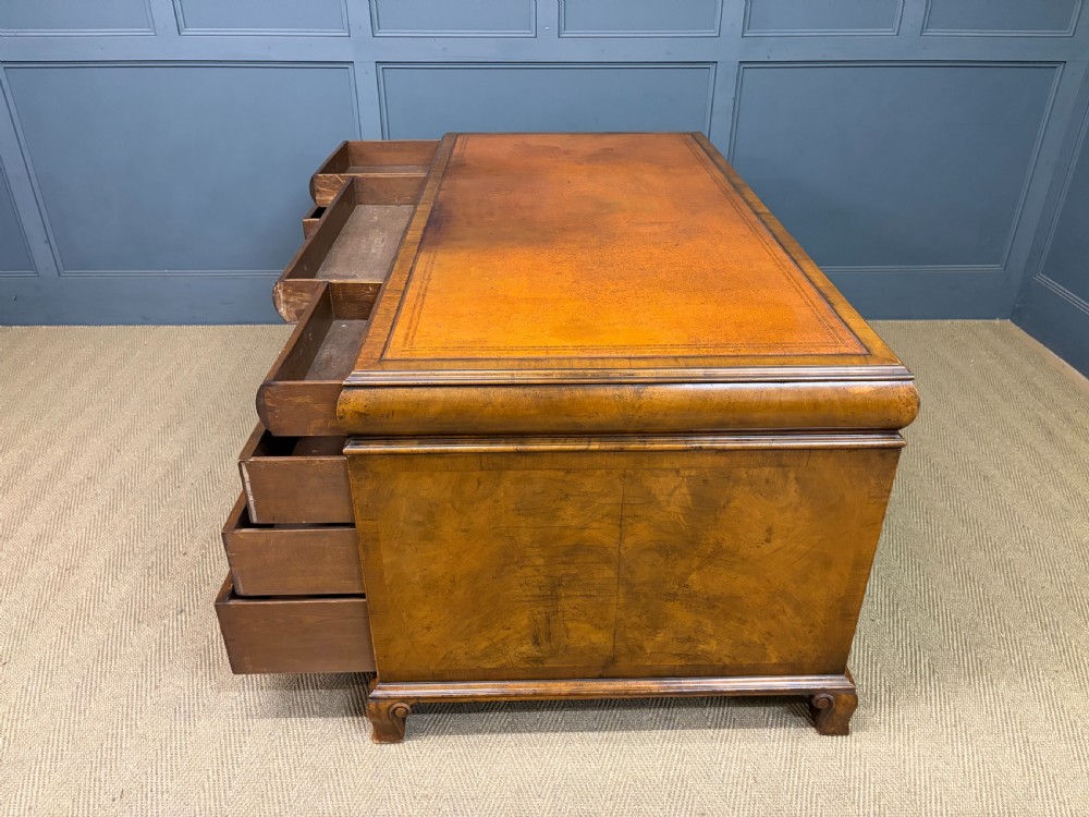 Burr Walnut Partners Pedestal Desk by Maple & Co. View XIX