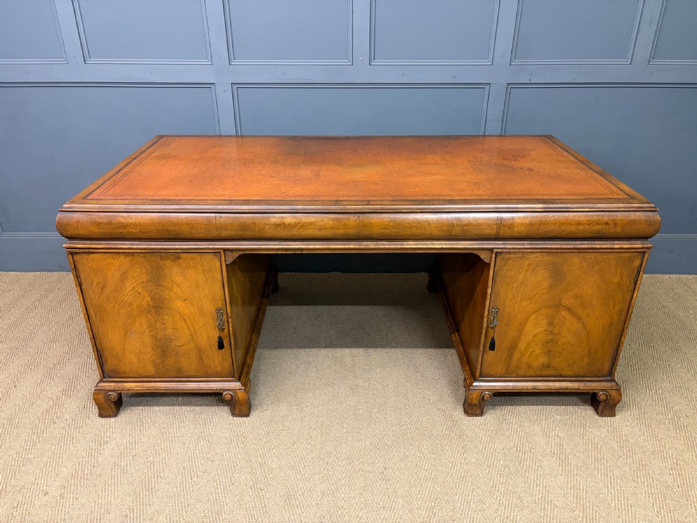 Burr Walnut Partners Pedestal Desk by Maple & Co. View XX