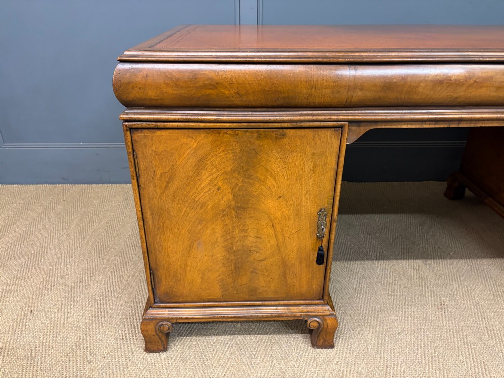 Burr Walnut Partners Pedestal Desk by Maple & Co. View XXI