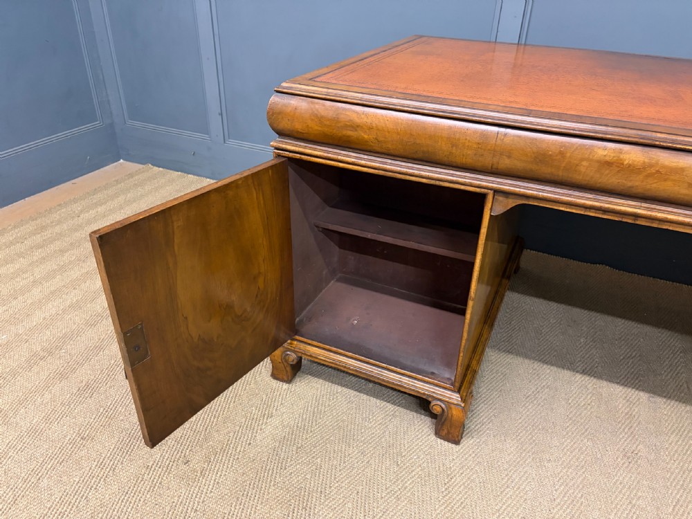 Burr Walnut Partners Pedestal Desk by Maple & Co. View XXIII