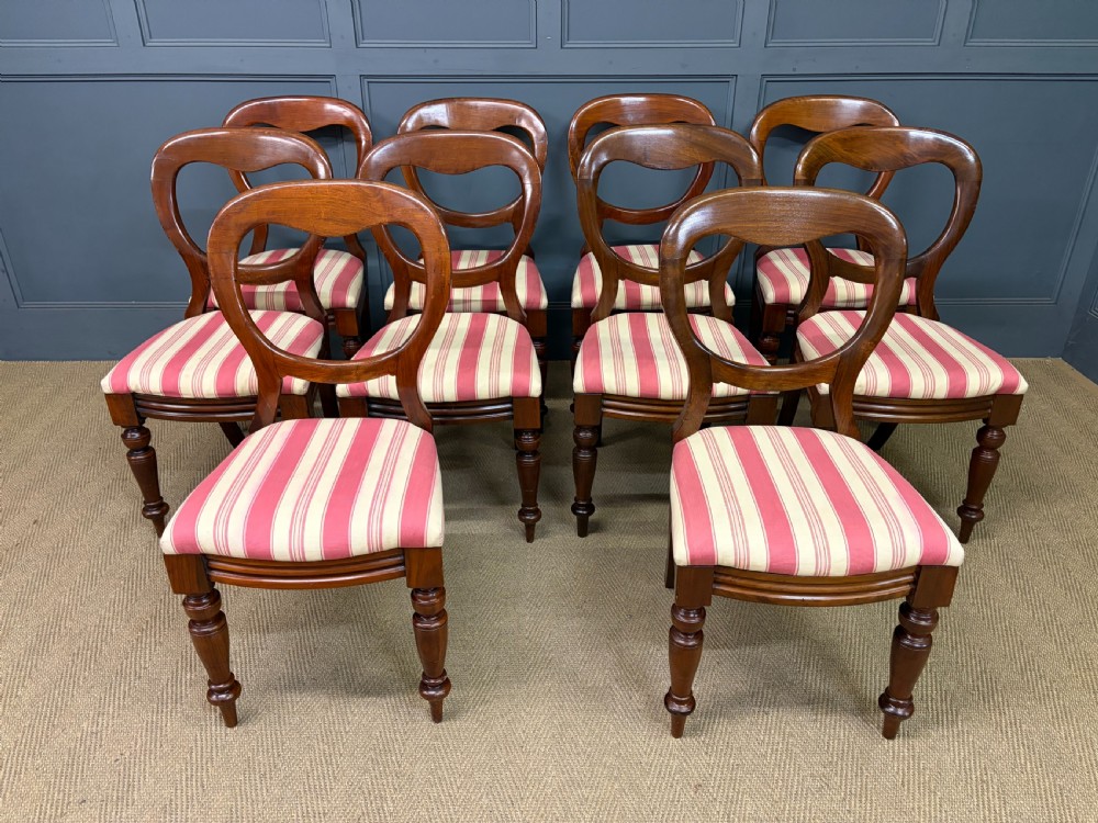 Set of 10 Victorian Mahogany Dining Chairs