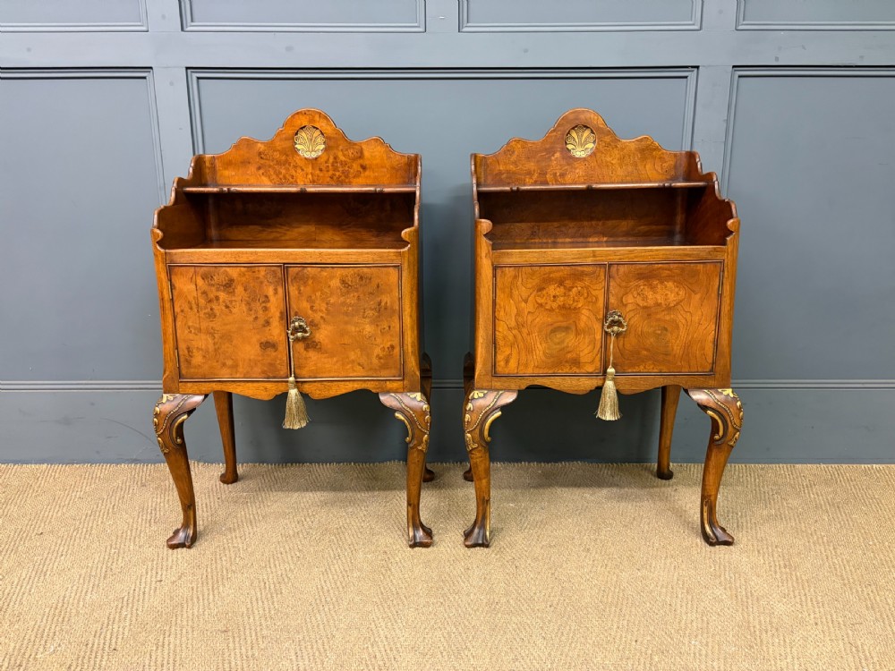 Pair of Burr Walnut Bedside Cupboards by Maple & Co. View III