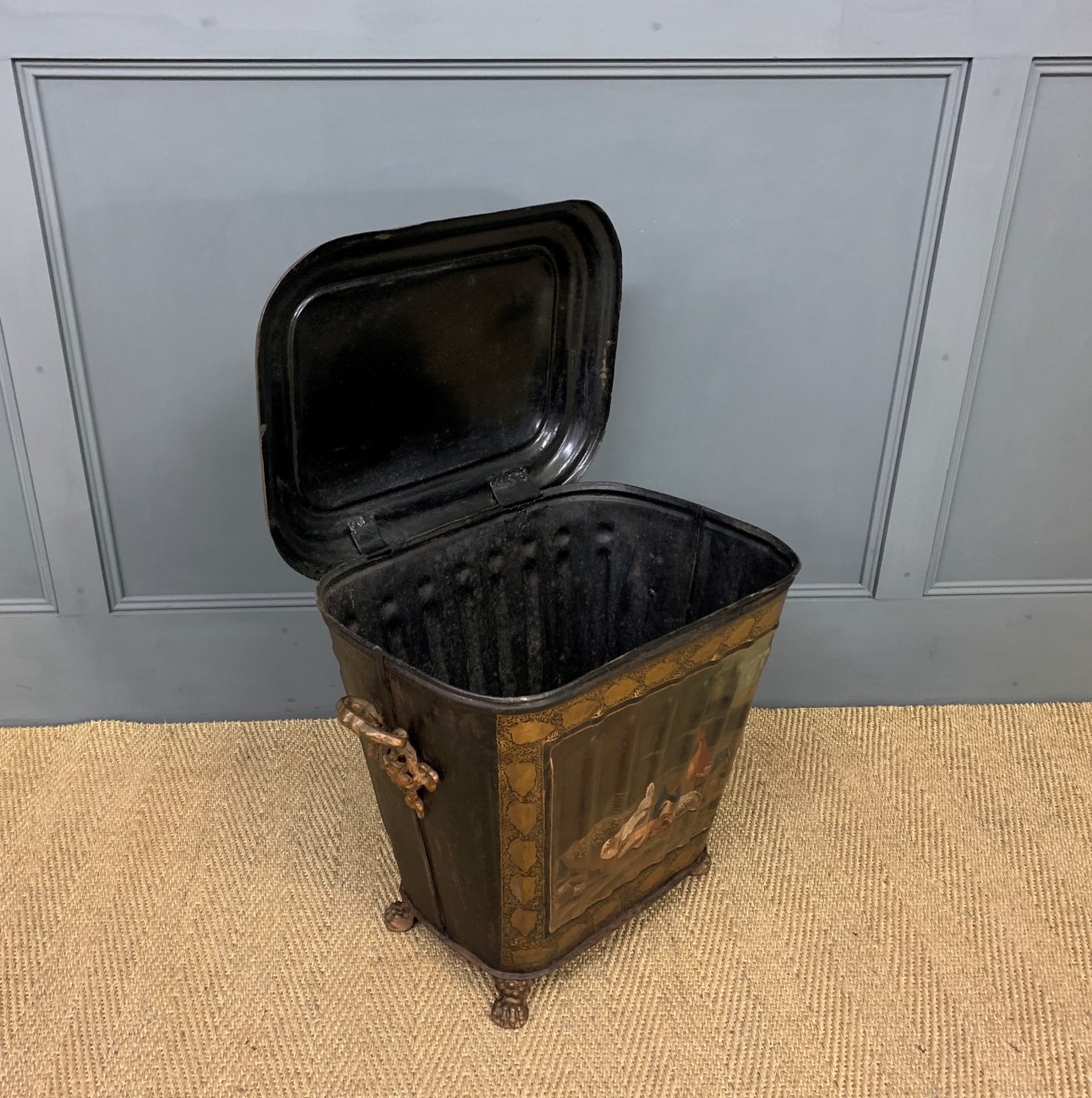 Victorian Toleware Log Bin