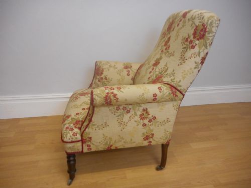 ANTIQUE ENGLISH VICTORIAN UPHOLSTERED ARMCHAIR CIRCA 1860 - ADDITIONAL PHOTO 1