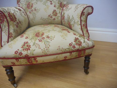 ANTIQUE ENGLISH VICTORIAN UPHOLSTERED ARMCHAIR CIRCA 1860 - ADDITIONAL PHOTO 5