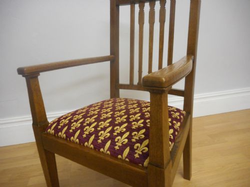 ANTIQUE OAK ARM CHAIR DESK CHAIR - ADDITIONAL PHOTO 6