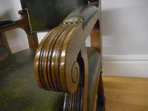 ANTIQUE PAIR OF LIBRARY ARMCHAIRSPAIR OF LIBRARY CHAIRS - ADDITIONAL PHOTO 3