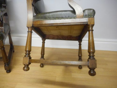 ANTIQUE PAIR OF LIBRARY ARMCHAIRSPAIR OF LIBRARY CHAIRS - ADDITIONAL PHOTO 8