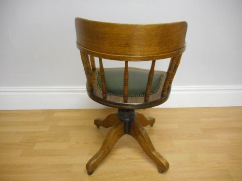 ANTIQUE OAK OFFICE SWIVEL CHAIR - ADDITIONAL PHOTO 2
