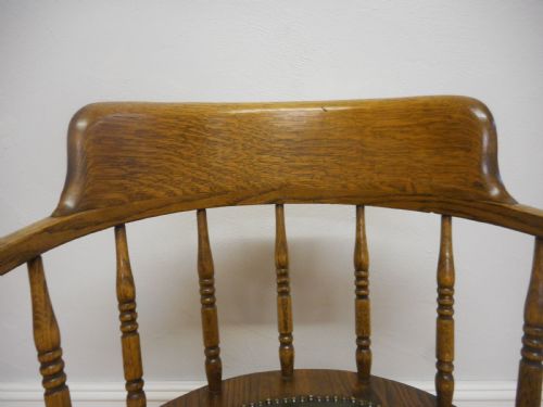 ANTIQUE OAK OFFICE SWIVEL CHAIR - ADDITIONAL PHOTO 4