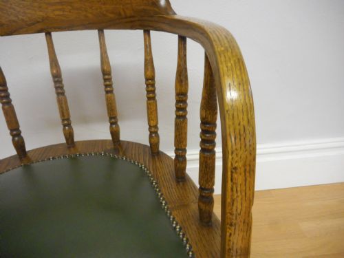 ANTIQUE OAK OFFICE SWIVEL CHAIR - ADDITIONAL PHOTO 5