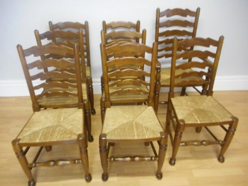 ANTIQUE 8 LADDER BACK CHAIRS - ADDITIONAL PHOTO 3