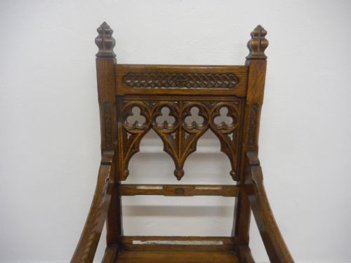antique gothic arm chair - CATEGORY: ANTIQUE CHAIRS - DATED VICTORIAN