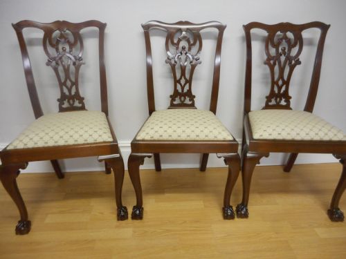 ANTIQUE SET OF 6 CHIPPENDALE DINING CHAIRS - ADDITIONAL PHOTO 4