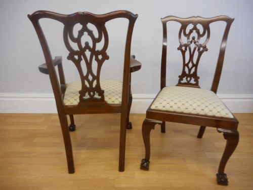 ANTIQUE SET OF 6 CHIPPENDALE DINING CHAIRS - ADDITIONAL PHOTO 9