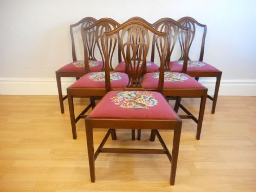 antique set of 6 hepplewhite dinning chairs - CATEGORY: ANTIQUE CHAIRS - DATED 1920