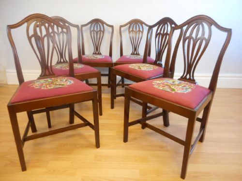 ANTIQUE SET OF 6 HEPPLEWHITE DINNING CHAIRS - ADDITIONAL PHOTO 1