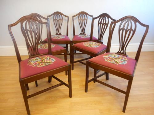 ANTIQUE SET OF 6 HEPPLEWHITE DINNING CHAIRS - ADDITIONAL PHOTO 2