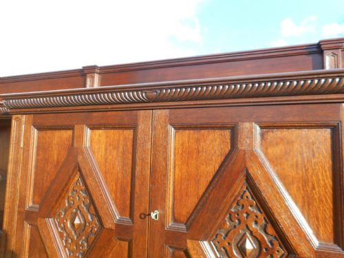 ARTS CRAFTS OAK BOOKCASE 11FT - ADDITIONAL PHOTO 4