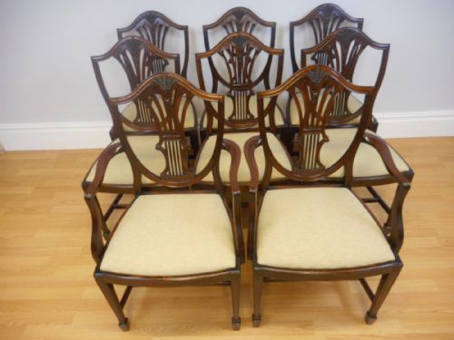 antique set of 8 heppelwhite dinning chairs - CATEGORY: ANTIQUE CHAIRS - DATED 1900