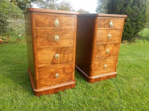 antique walnut bedside chests - CATEGORY: ANTIQUE CABINETS - DATED 1920