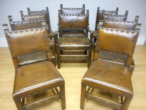 ANTIQUE SET OF 10 OAK DINNING CHAIRS - ADDITIONAL PHOTO 2