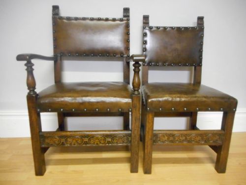 ANTIQUE SET OF 10 OAK DINNING CHAIRS - ADDITIONAL PHOTO 7