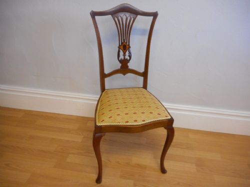 antique mahogany inlaid occasional chair - CATEGORY: ANTIQUE CHAIRS - DATED EDWARDIAN