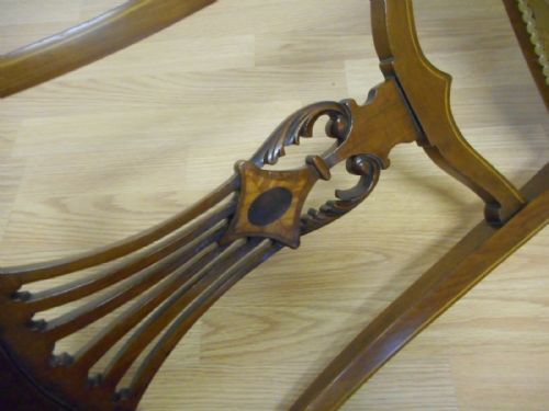 ANTIQUE MAHOGANY INLAID OCCASIONAL CHAIR - ADDITIONAL PHOTO 8