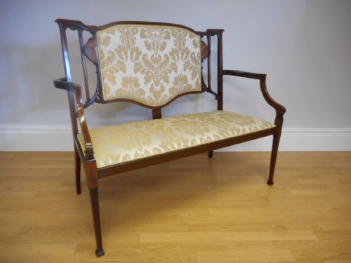 antique mahogany inlaid couch - CATEGORY: ANTIQUE SOFAS - DATED 1900