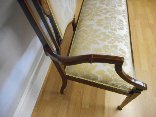 ANTIQUE MAHOGANY INLAID COUCH - ADDITIONAL PHOTO 4