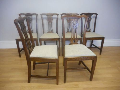 ANTIQUE 8 CHIPPENDALE OAK DINNING CHAIRS - ADDITIONAL PHOTO 3