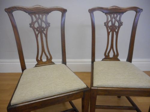 ANTIQUE 8 CHIPPENDALE OAK DINNING CHAIRS - ADDITIONAL PHOTO 5