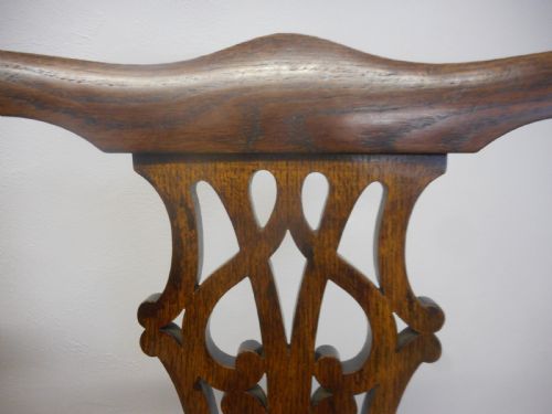 ANTIQUE 8 CHIPPENDALE OAK DINNING CHAIRS - ADDITIONAL PHOTO 8