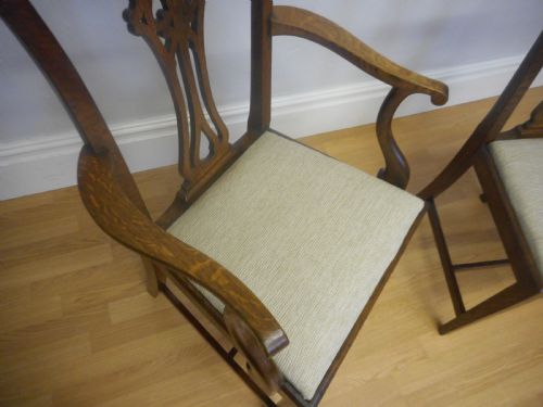 ANTIQUE 8 CHIPPENDALE OAK DINNING CHAIRS - ADDITIONAL PHOTO 11