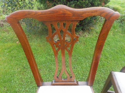 ANTIQUE 8 CHIPPENDALE OAK DINNING CHAIRS - ADDITIONAL PHOTO 12
