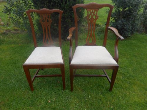 ANTIQUE 8 CHIPPENDALE OAK DINNING CHAIRS - ADDITIONAL PHOTO 15