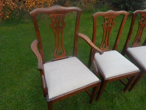 ANTIQUE 8 CHIPPENDALE OAK DINNING CHAIRS - ADDITIONAL PHOTO 18