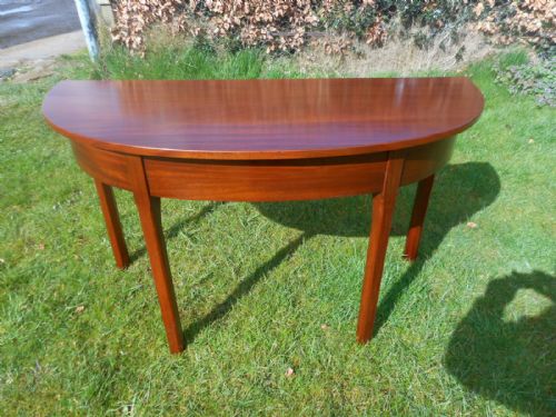 ANTIQUE MAHOGANY DEMILUNE TABLE - ADDITIONAL PHOTO 5