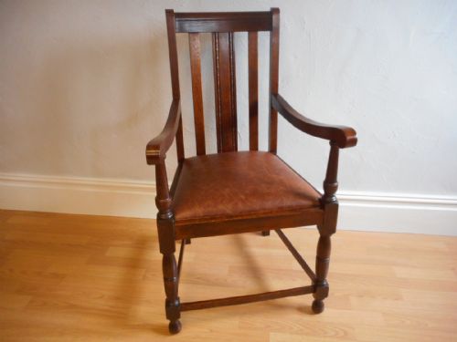 antique oak arm chair - CATEGORY: ANTIQUE CHAIRS - DATED 1920