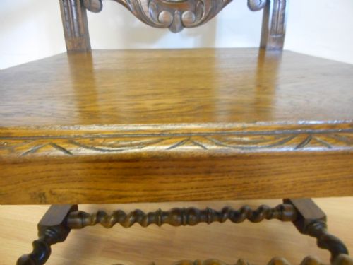 ANTIQUE CARVED OAK ARM CHAIR - ADDITIONAL PHOTO 7