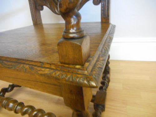 ANTIQUE CARVED OAK ARM CHAIR - ADDITIONAL PHOTO 8