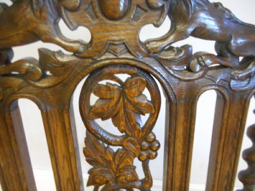 ANTIQUE CARVED OAK ARM CHAIR - ADDITIONAL PHOTO 11