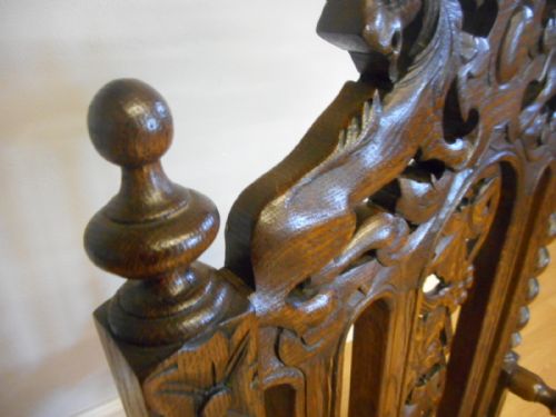 ANTIQUE CARVED OAK ARM CHAIR - ADDITIONAL PHOTO 12