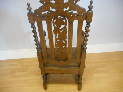 ANTIQUE CARVED OAK ARM CHAIR - ADDITIONAL PHOTO 14