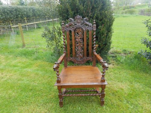 ANTIQUE CARVED OAK ARM CHAIR - ADDITIONAL PHOTO 15