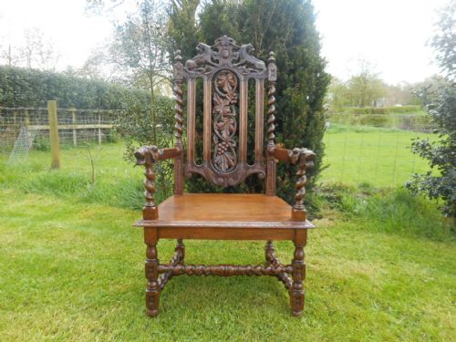 ANTIQUE CARVED OAK ARM CHAIR - ADDITIONAL PHOTO 16