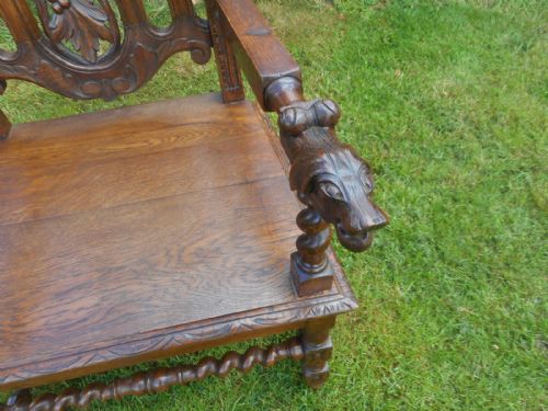 ANTIQUE CARVED OAK ARM CHAIR - ADDITIONAL PHOTO 17