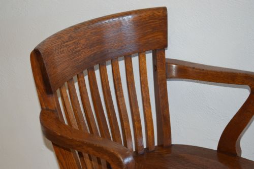 ANTIQUE EDWARDIAN SWIVEL OFFICE CHAIR - ADDITIONAL PHOTO 5